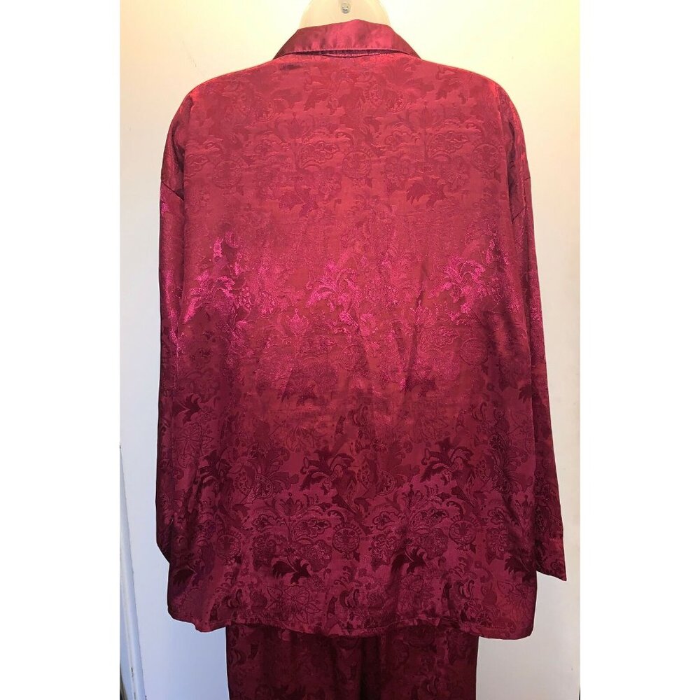 GOLD LABEL VICTORIA'S SECRET Burgundy Maroon Floral Jacquard Pajama Set ~ Small - Picture 6 of 11